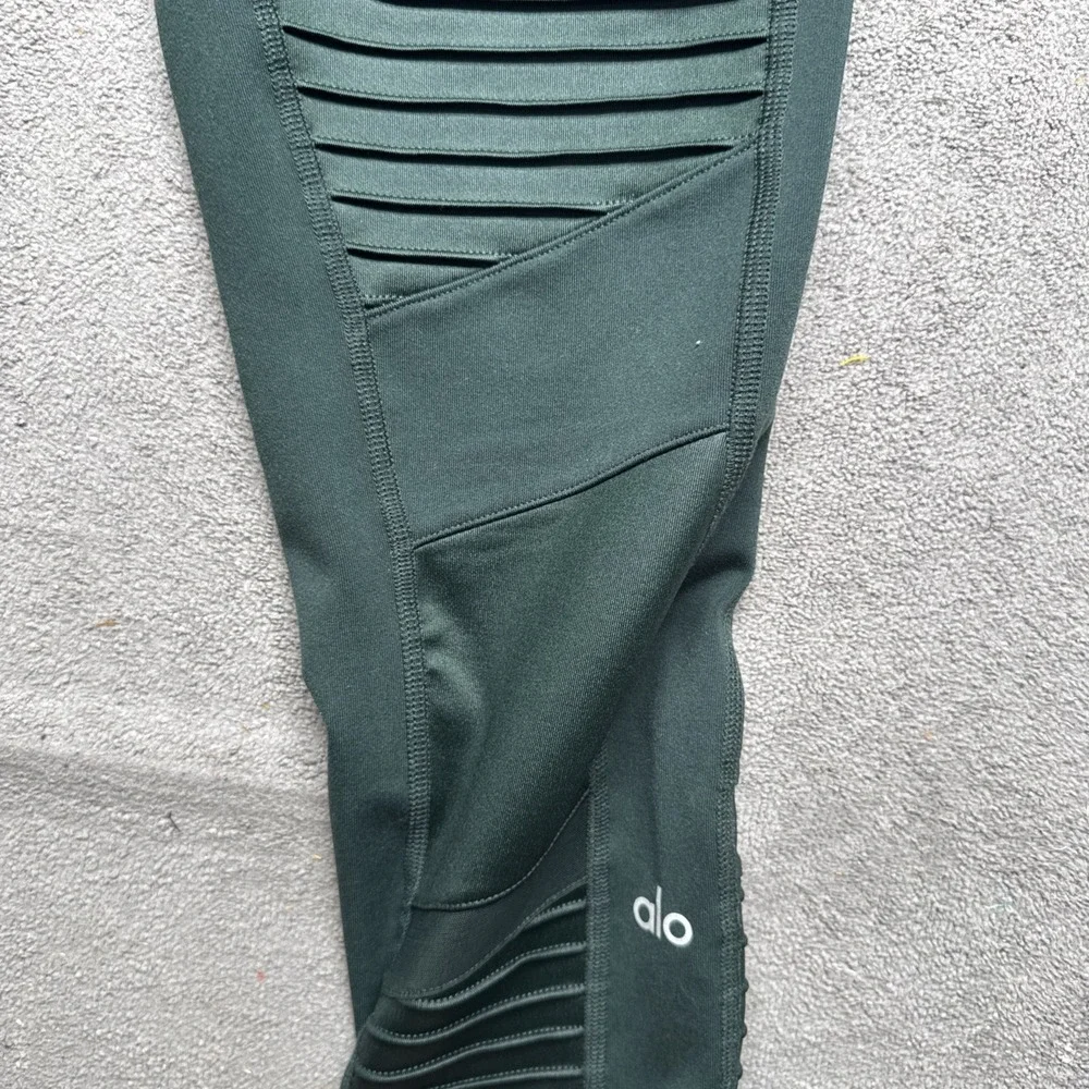 Alo Moto Green High Rise Leggings Women's Small Sculpt‎ Fit Yoga Activewear